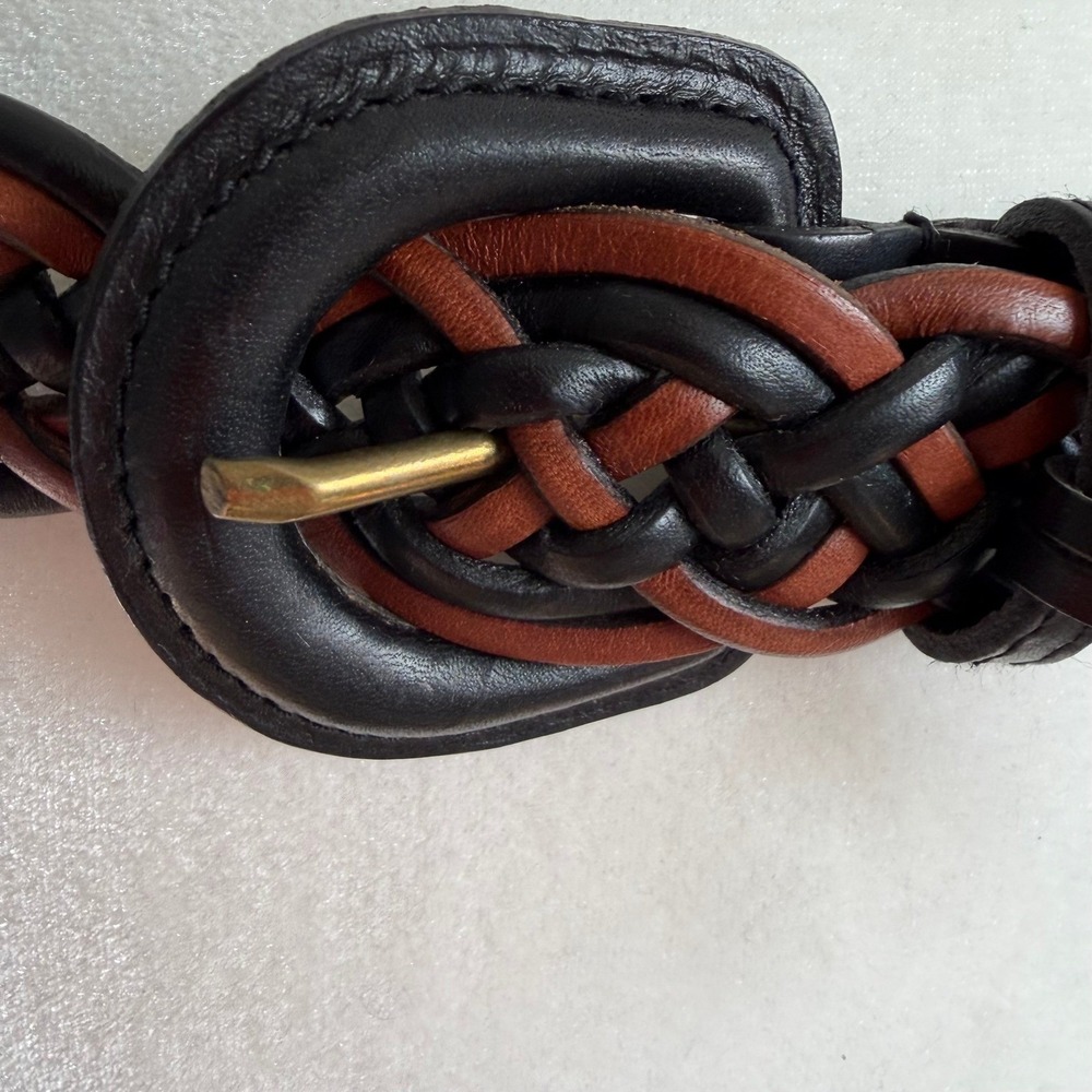 Vintage L.L. Bean Braided Belt Womens 32 Black Brown